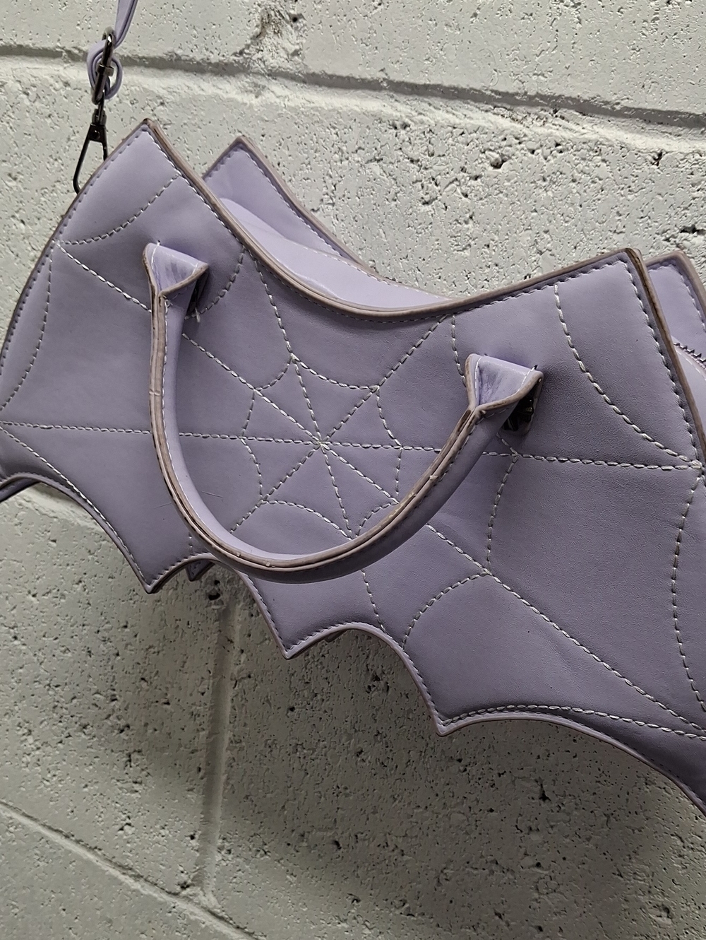 Lavender Bat wing Shoulder bag,PU Spider Web Crossbody Handbag - Picture 3 of 6